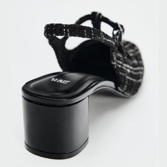 ZARA Textured Slingbacks NWT ๐ค Tweed Fabric Block Heel Size 7.5 8 - Picture 15 of 15